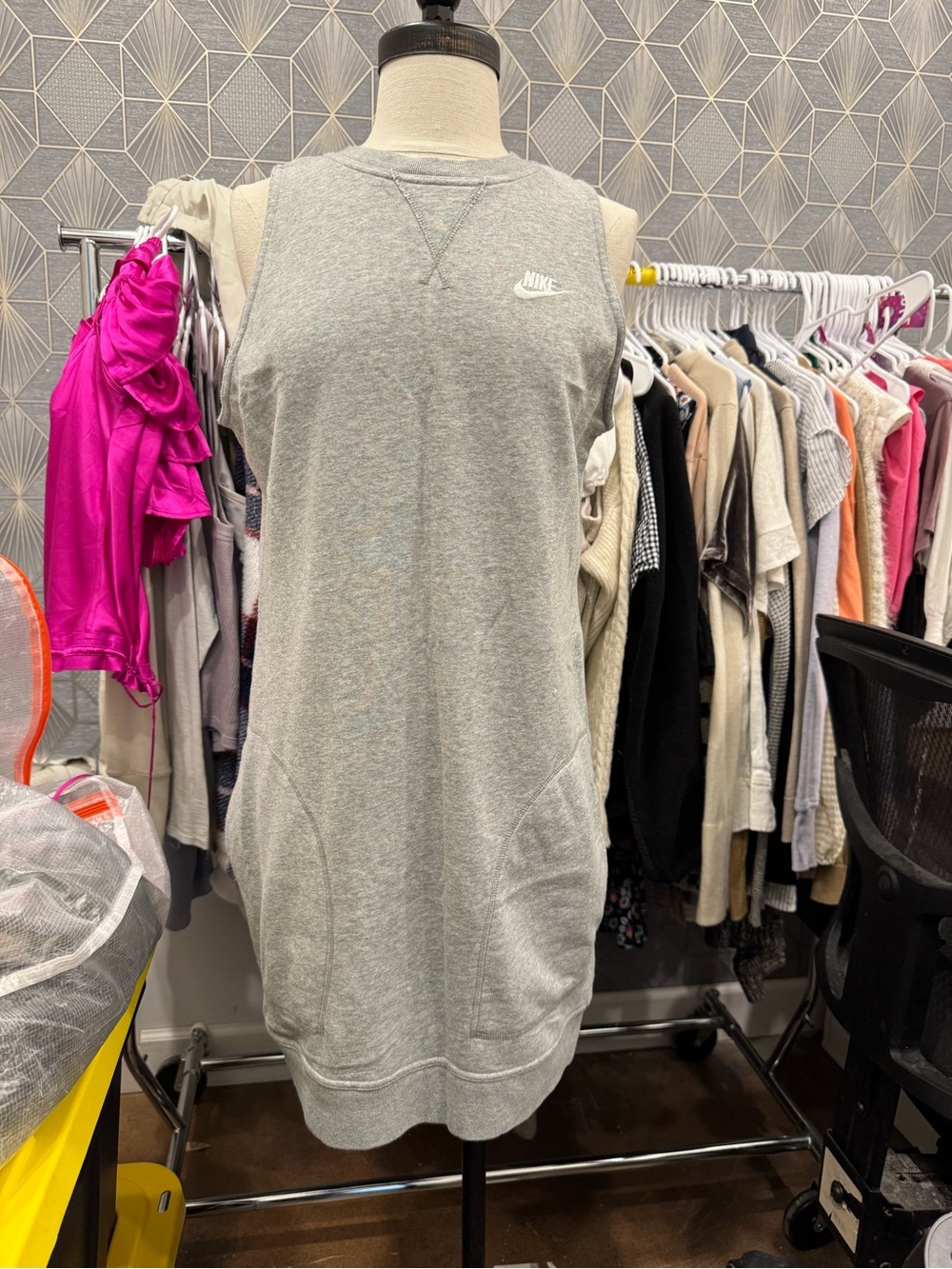 Nike Light Gray Sleeveless Sweatshirt Dress